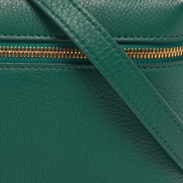 Pre Owned Loro Piana Green Leather Extra Pocket L19 Pouch