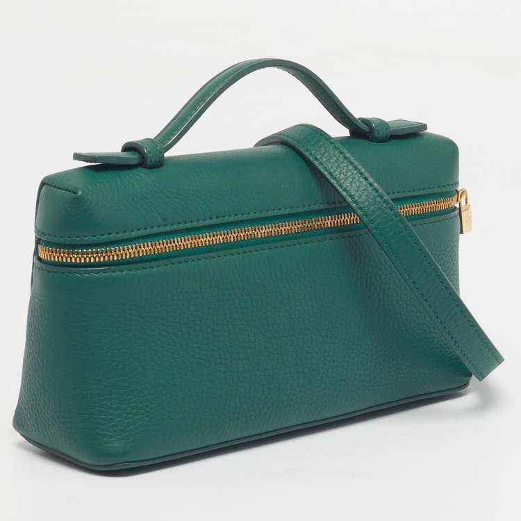 Pre Owned Loro Piana Green Leather Extra Pocket L19 Pouch