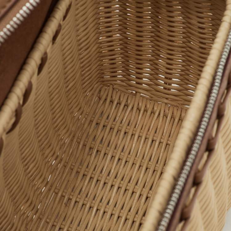 Pre Owned Loro Piana Beige/Brown Wicker and Leather Extra Pocket L19 North-South Bag
