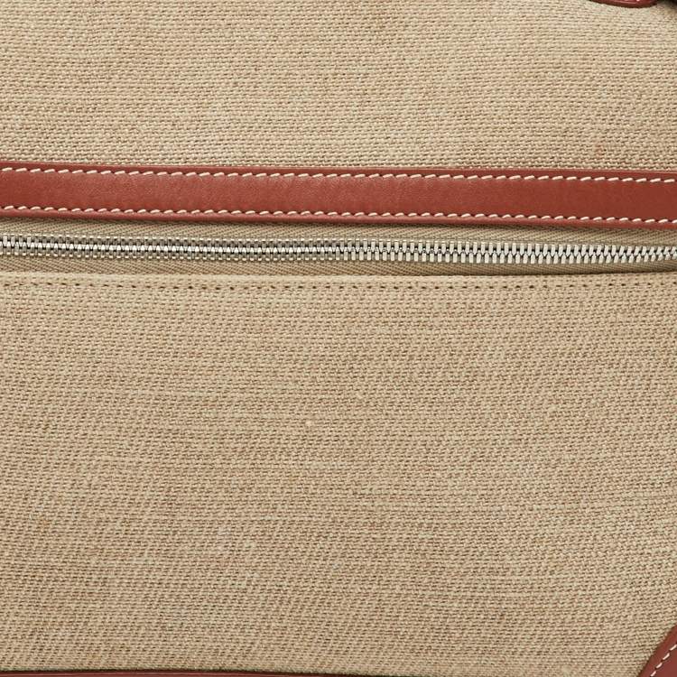 Pre Owned Loro Piana Beige/Brown Canvas and Leather Extra Pocket L27 Bag