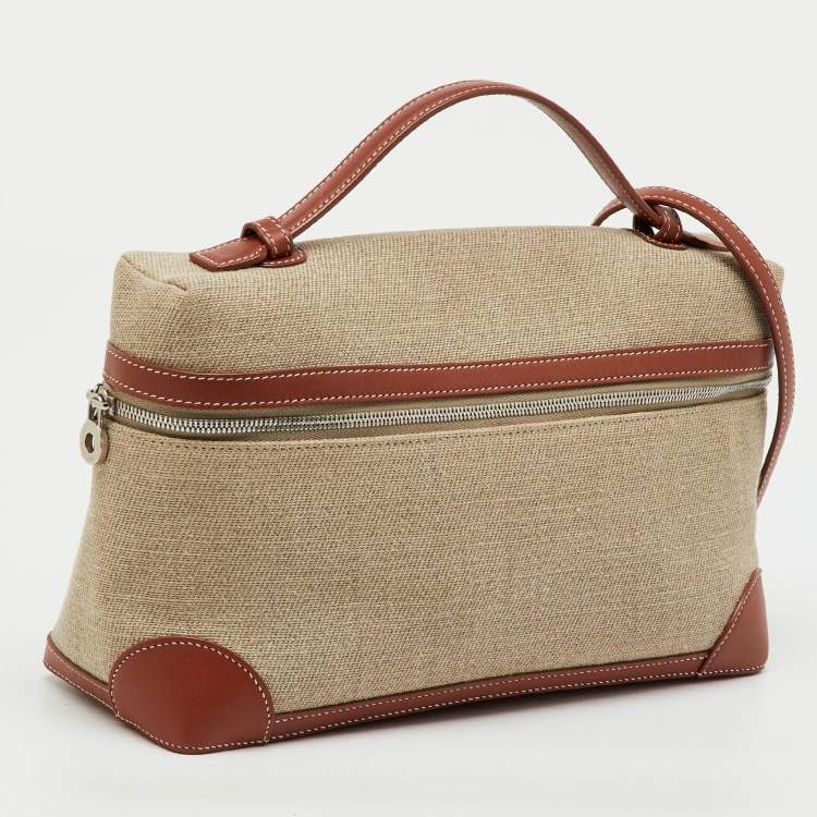 Pre Owned Loro Piana Beige/Brown Canvas and Leather Extra Pocket L27 Bag