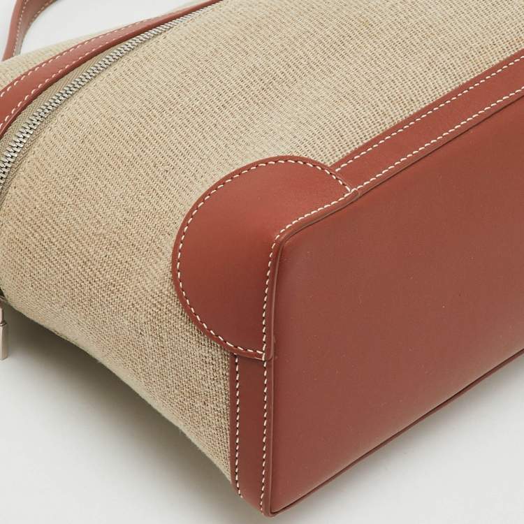 Pre Owned Loro Piana Beige/Brown Canvas and Leather Extra Pocket L27 Bag