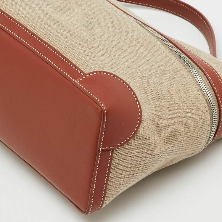 Pre Owned Loro Piana Beige/Brown Canvas and Leather Extra Pocket L27 Bag