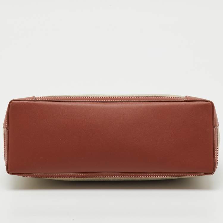 Pre Owned Loro Piana Beige/Brown Canvas and Leather Extra Pocket L27 Bag