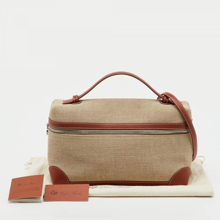 Pre Owned Loro Piana Beige/Brown Canvas and Leather Extra Pocket L27 Bag