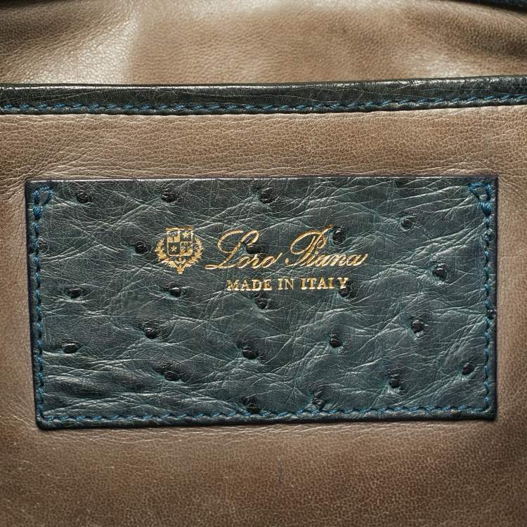 Pre Owned Loro Piana Grey Ostrich Globe Tote