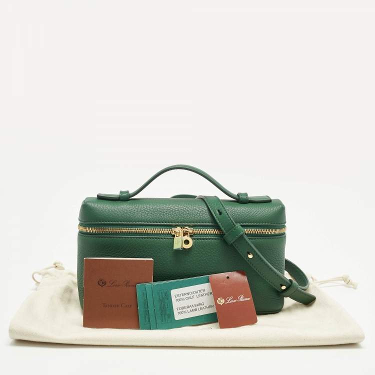 Pre Owned Loro Piana Green Leather Extra Pocket L19 Pouch Bag