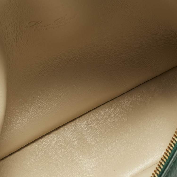 Pre Owned Loro Piana Green Leather Extra Pocket L19 Pouch Bag