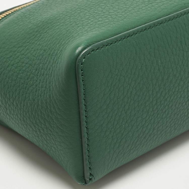 Pre Owned Loro Piana Green Leather Extra Pocket L19 Pouch Bag