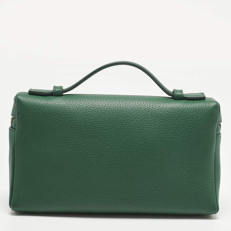 Pre Owned Loro Piana Green Leather Extra Pocket L19 Pouch Bag