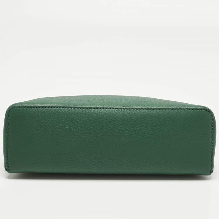 Pre Owned Loro Piana Green Leather Extra Pocket L19 Pouch Bag