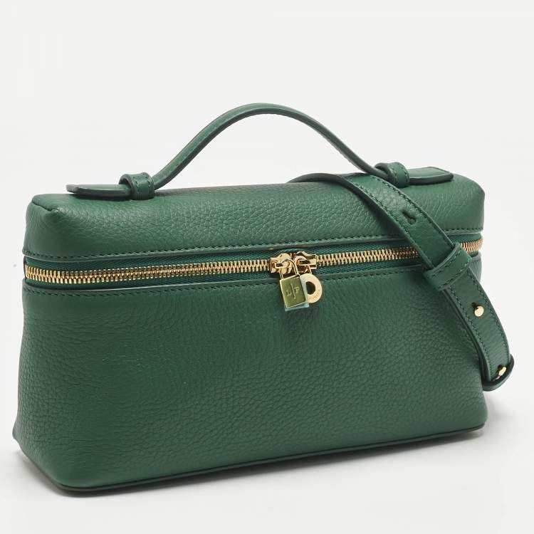 Pre Owned Loro Piana Green Leather Extra Pocket L19 Pouch Bag