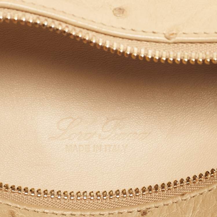 مملوكة مسبقًا Loro Piana Beige Ostrich L19 Extra Pocket Pouch