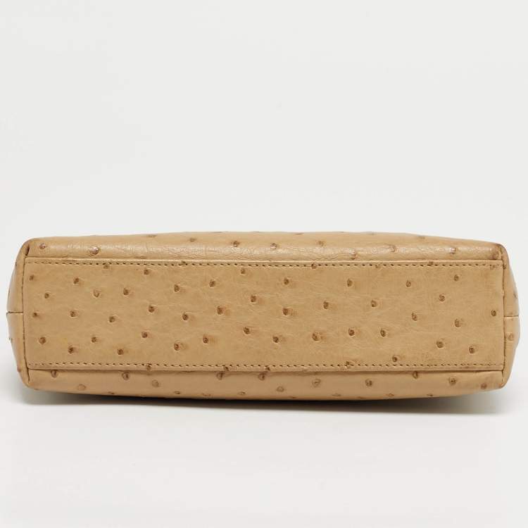 مملوكة مسبقًا Loro Piana Beige Ostrich L19 Extra Pocket Pouch