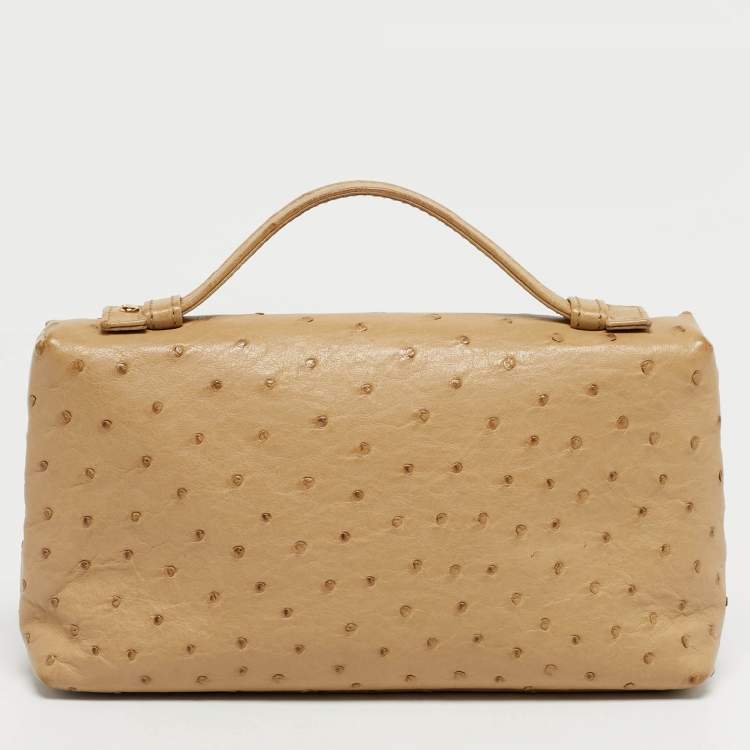 مملوكة مسبقًا Loro Piana Beige Ostrich L19 Extra Pocket Pouch