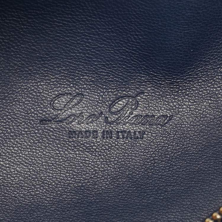 Pre Owned Loro Piana Navy Blue Ostrich L19 Extra Pocket Pouch