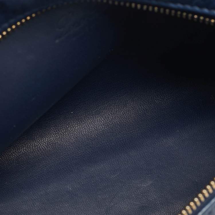 Pre Owned Loro Piana Navy Blue Ostrich L19 Extra Pocket Pouch