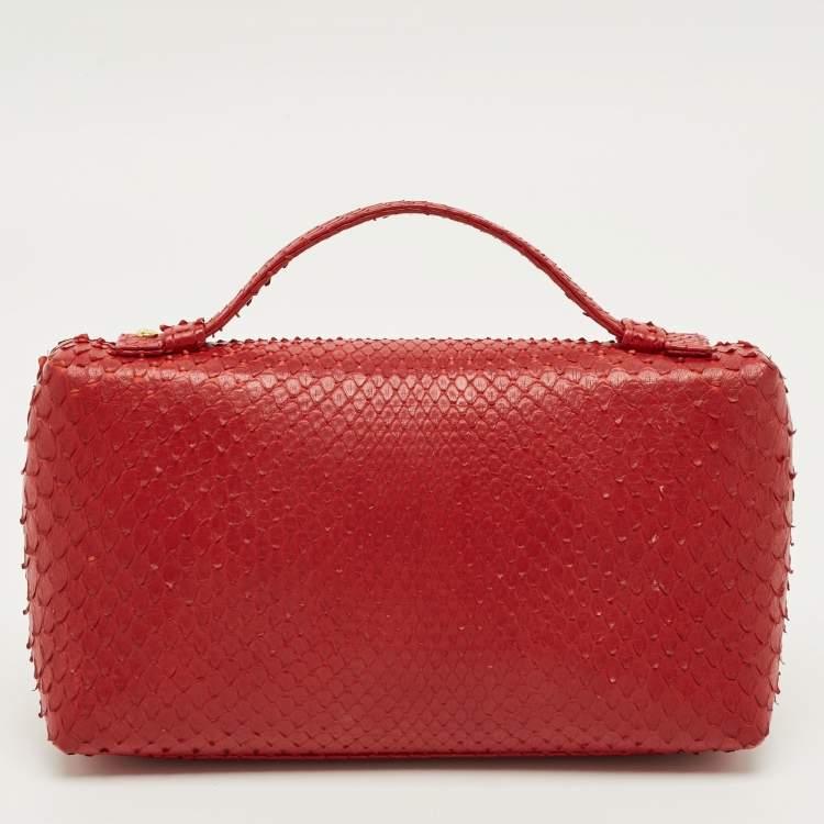 Pre Owned حقيبة إضافية لورو بيانا L19 جلد نعامة رمادي 