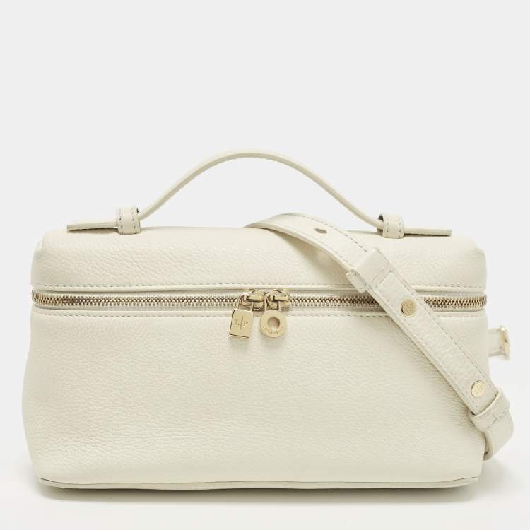 Pre Owned Loro Piana Extra Pocket L19 Off White Leather Pouch Bag