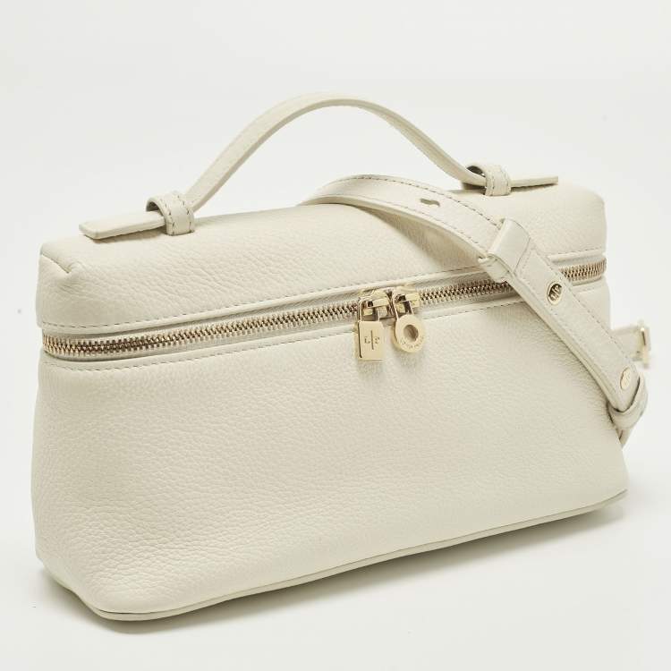 Pre Owned Loro Piana Extra Pocket L19 Off White Leather Pouch Bag