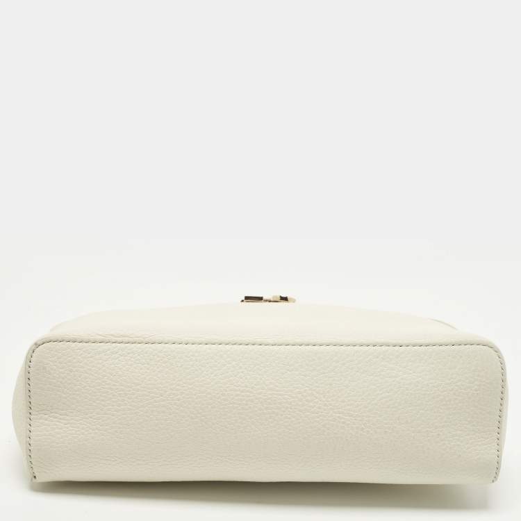 Pre Owned Loro Piana Extra Pocket L19 Off White Leather Pouch Bag