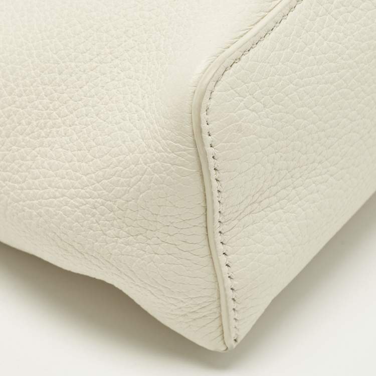 Pre Owned Loro Piana Extra Pocket L19 Off White Leather Pouch Bag