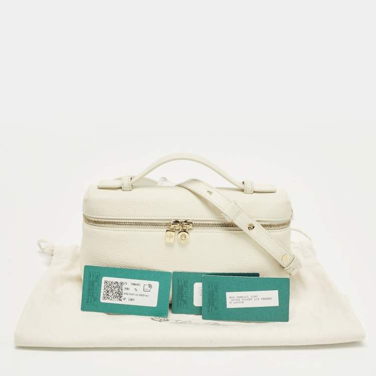 Pre Owned Loro Piana Extra Pocket L19 Off White Leather Pouch Bag
