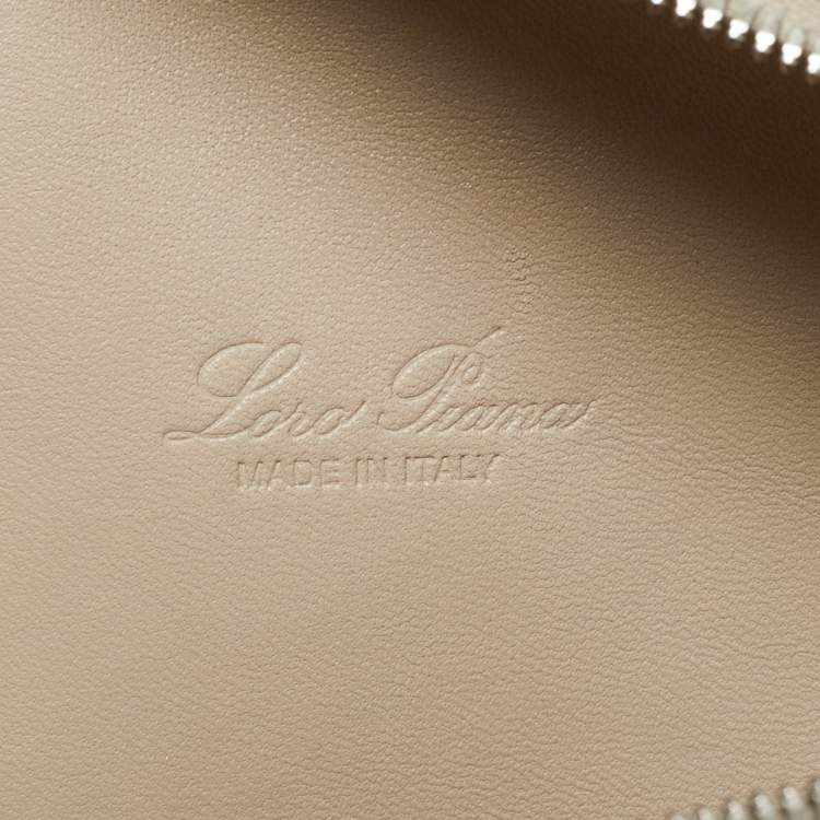 Pre Owned Loro Piana Extra Pocket L19 Light Beige Leather Pouch Bag