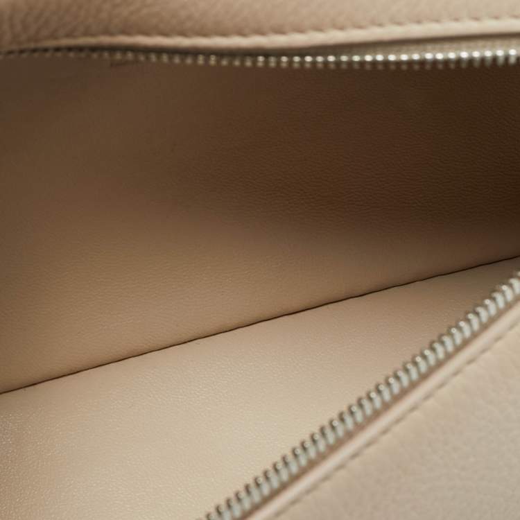 Pre Owned Loro Piana Extra Pocket L19 Light Beige Leather Pouch Bag