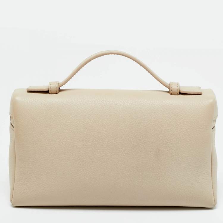 Pre Owned Loro Piana Extra Pocket L19 Light Beige Leather Pouch Bag