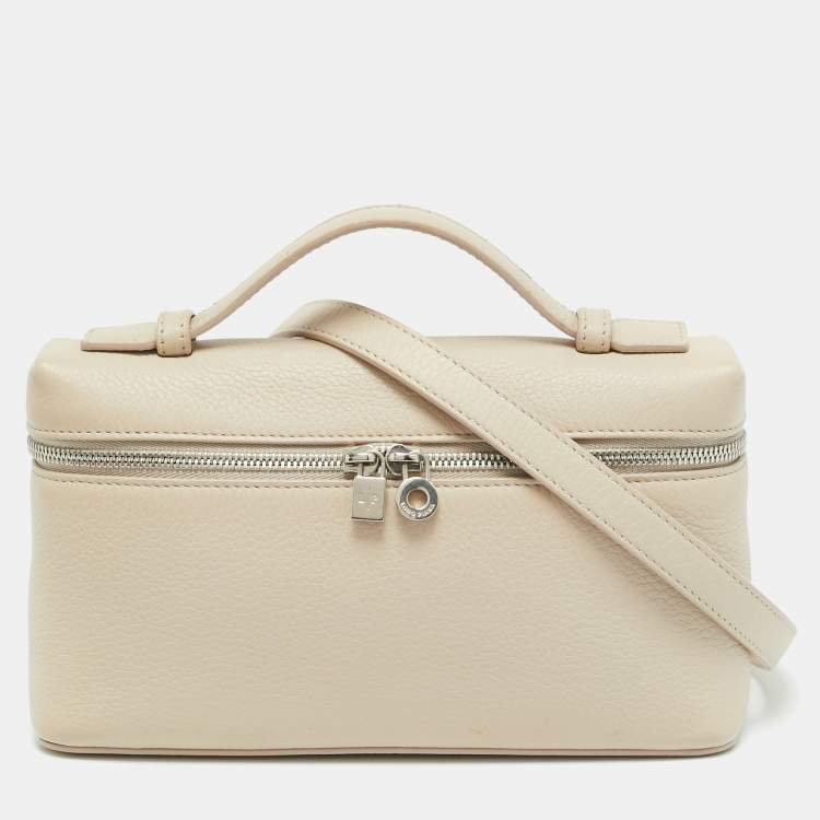 Pre Owned Loro Piana Extra Pocket L19 Light Beige Leather Pouch Bag