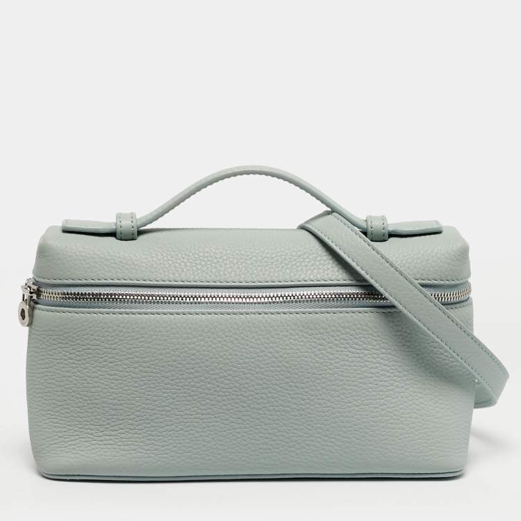 Pre Owned Loro Piana Extra Pocket L19 Light Blue Leather Pouch Bag