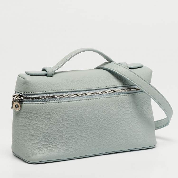 Pre Owned Loro Piana Extra Pocket L19 Light Blue Leather Pouch Bag