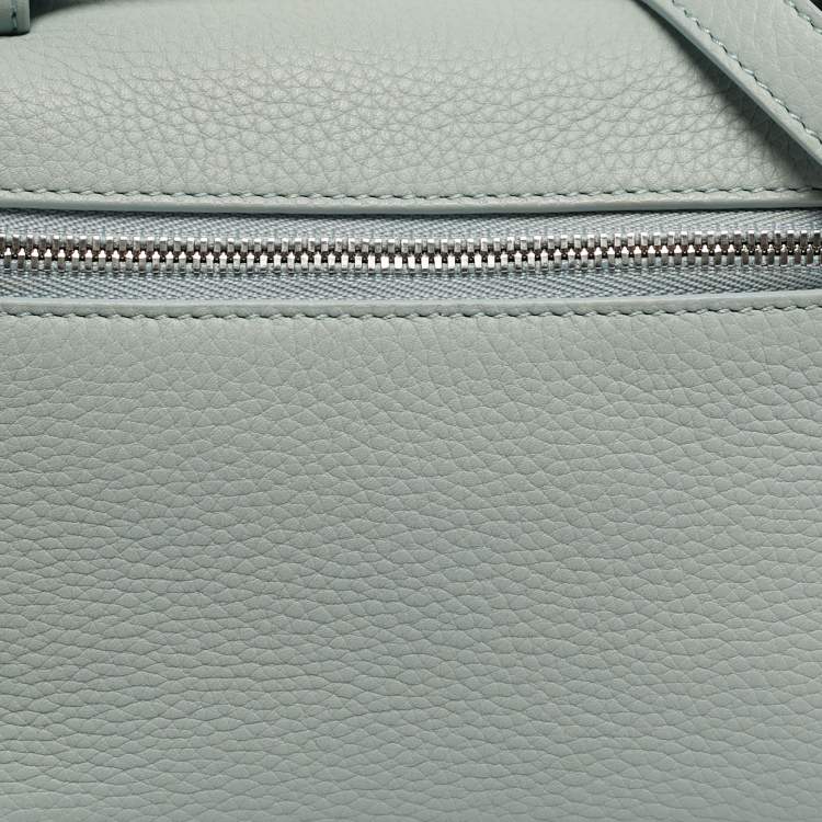 Pre Owned Loro Piana Extra Pocket L19 Light Blue Leather Pouch Bag