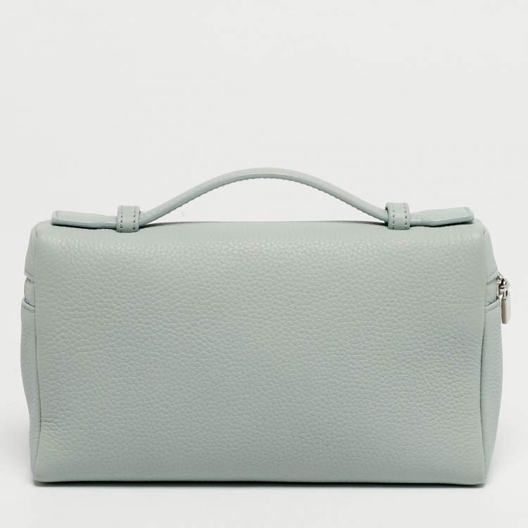 Pre Owned Loro Piana Extra Pocket L19 Light Blue Leather Pouch Bag