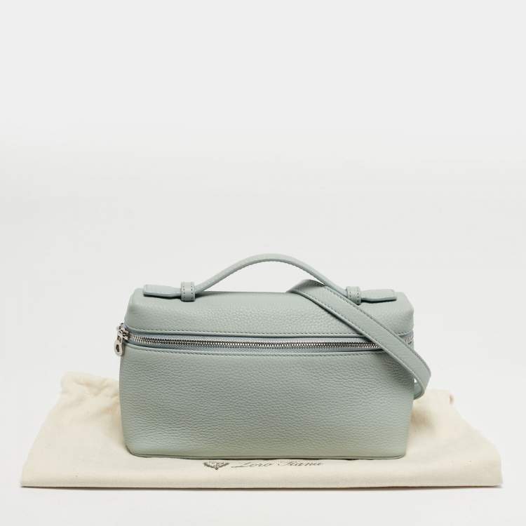 Pre Owned Loro Piana Extra Pocket L19 Light Blue Leather Pouch Bag