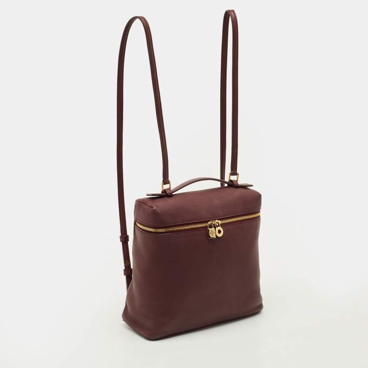 Pre Owned Loro Piana Extra Pocket L23.5 Burgundy Leather Backpack