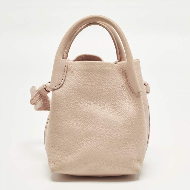 Pre Owned Loro Piana Bale Micro Pink Leather Bucket Bag