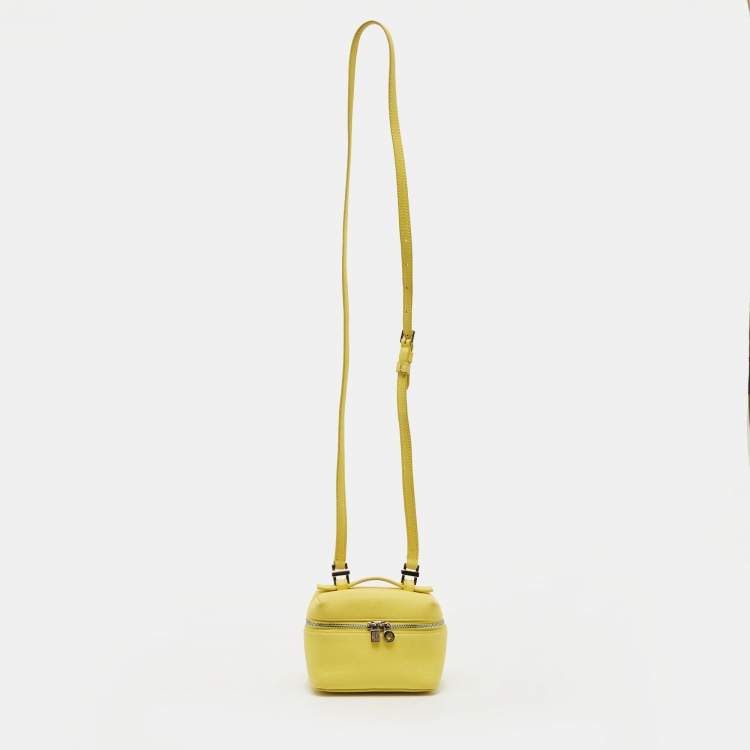 Pre Owned Loro Piana Extra Pocket L11.5 Yellow Leather Pouch