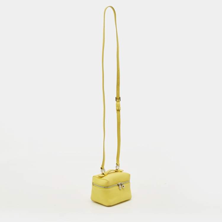 Pre Owned Loro Piana Extra Pocket L11.5 Yellow Leather Pouch