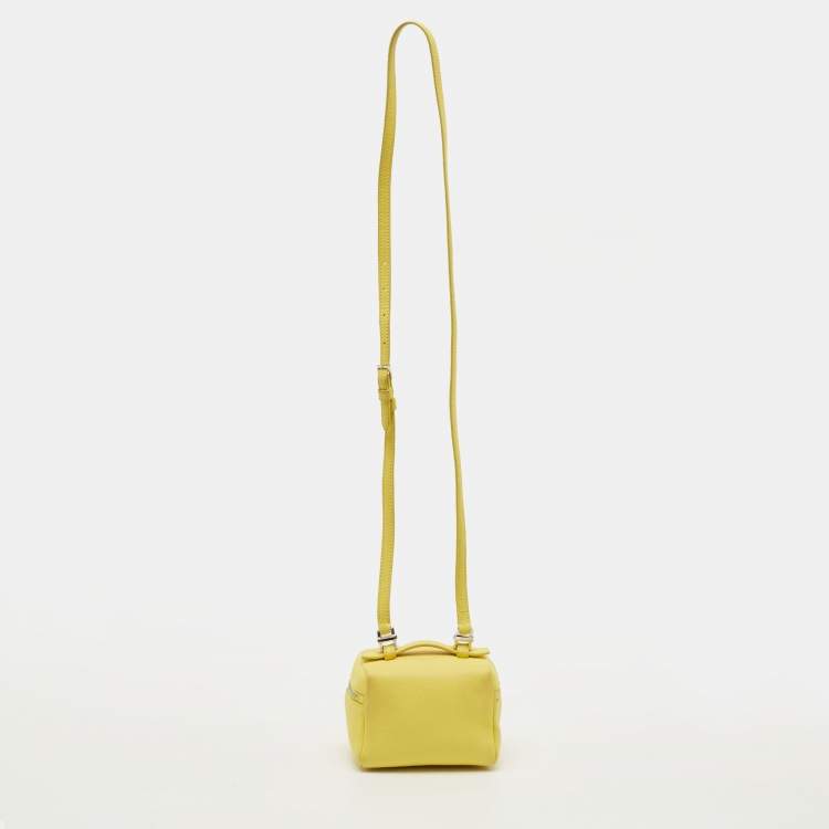 Pre Owned Loro Piana Extra Pocket L11.5 Yellow Leather Pouch