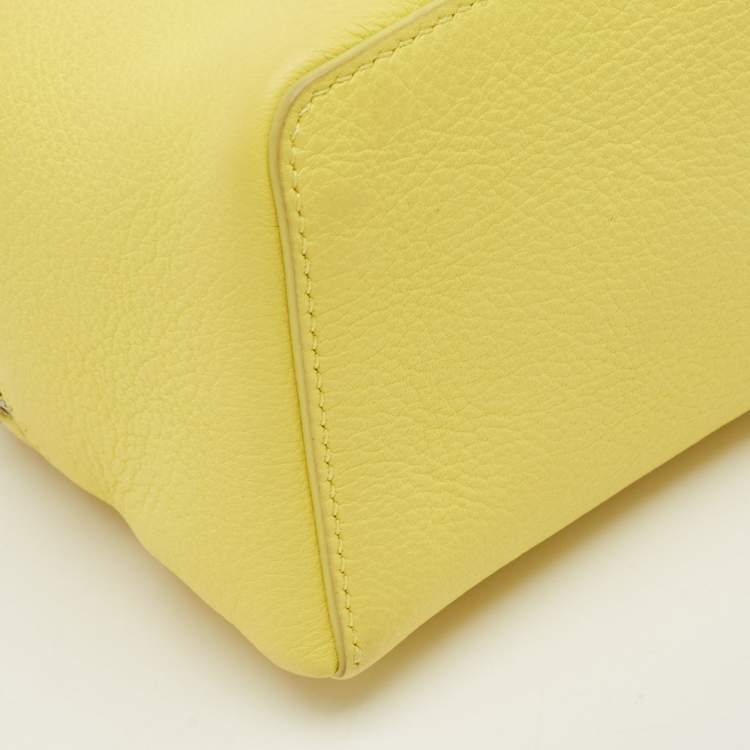 Pre Owned Loro Piana Extra Pocket L11.5 Yellow Leather Pouch