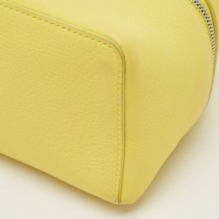 Pre Owned Loro Piana Extra Pocket L11.5 Yellow Leather Pouch