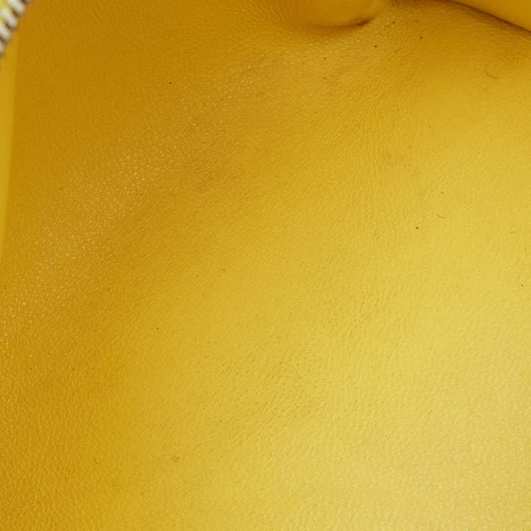 Pre Owned Loro Piana Extra Pocket L11.5 Yellow Leather Pouch