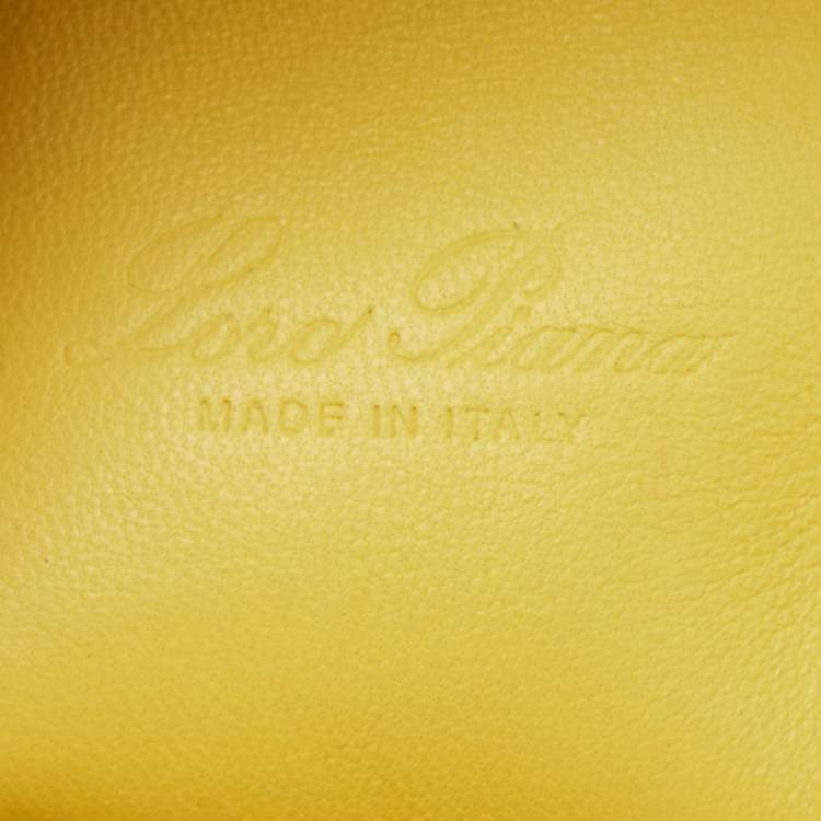 Pre Owned Loro Piana Extra Pocket L11.5 Yellow Leather Pouch