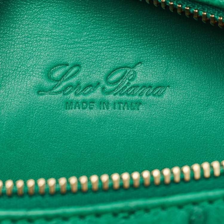Pre Owned Loro Piana L19 Green Ostrich Zip Pouch