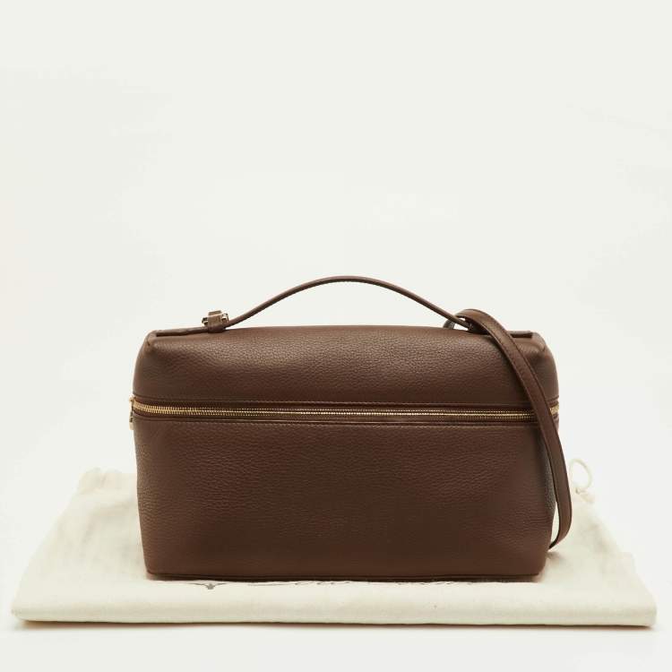 Pre Owned Loro Piana Extra Pocket L27 Brown Leather Pouch Bag
