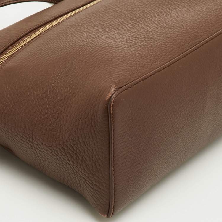 Pre Owned Loro Piana Extra Pocket L27 Brown Leather Pouch Bag
