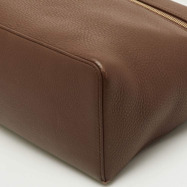 Pre Owned Loro Piana Extra Pocket L27 Brown Leather Pouch Bag