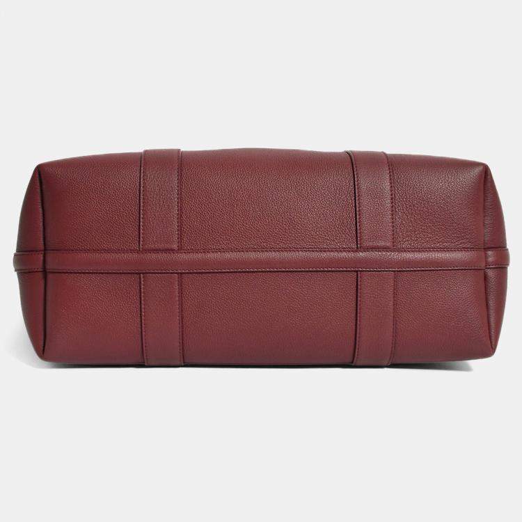 مملوكة مسبقًا Loro Piana Burgundy Grained Leather 'Ghiera Shopper' Large Tote with Pouch